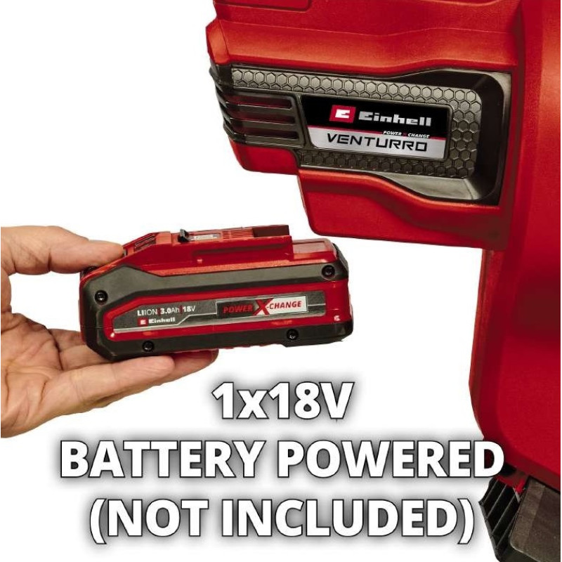 Einhell Пилосос садовий акумVENTURRO 18/210, 18В, PXC, 8000-14000 об/хв, 500 м3/год, 210 км/год, 45 л (3433625)