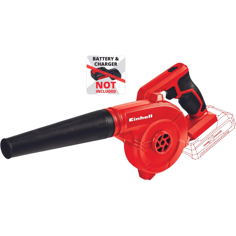 Einhell Повітродув акумуляторний TE-CB 18/180 Li - Solo, 18В, 130/180 км/г, 3 насадки, 0.9кг, без АКБ і ЗП (3408001)