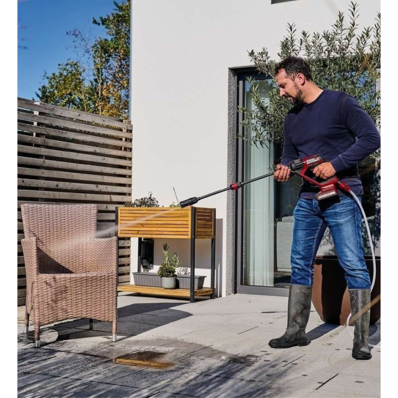 Einhell Мийка високого тиску акумуляторна HYPRESSO 18/24 Li-Solo, PXC, 18В, 24бар, 240л/год, набір аксесуарів, шланг 5м, 1.85кг, (без АКБ і ЗП) (4140130)