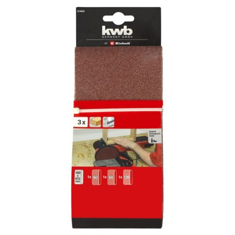 Einhell Шліфувальна стрічка для верстата точильного TC-US 400, 100х915 мм, 3 шт (914605)