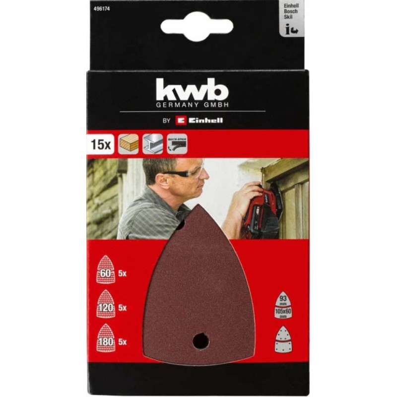 Einhell Шліфувальний папір KWB Q-STICK 150x150x100 мм, 15 шт (496174)