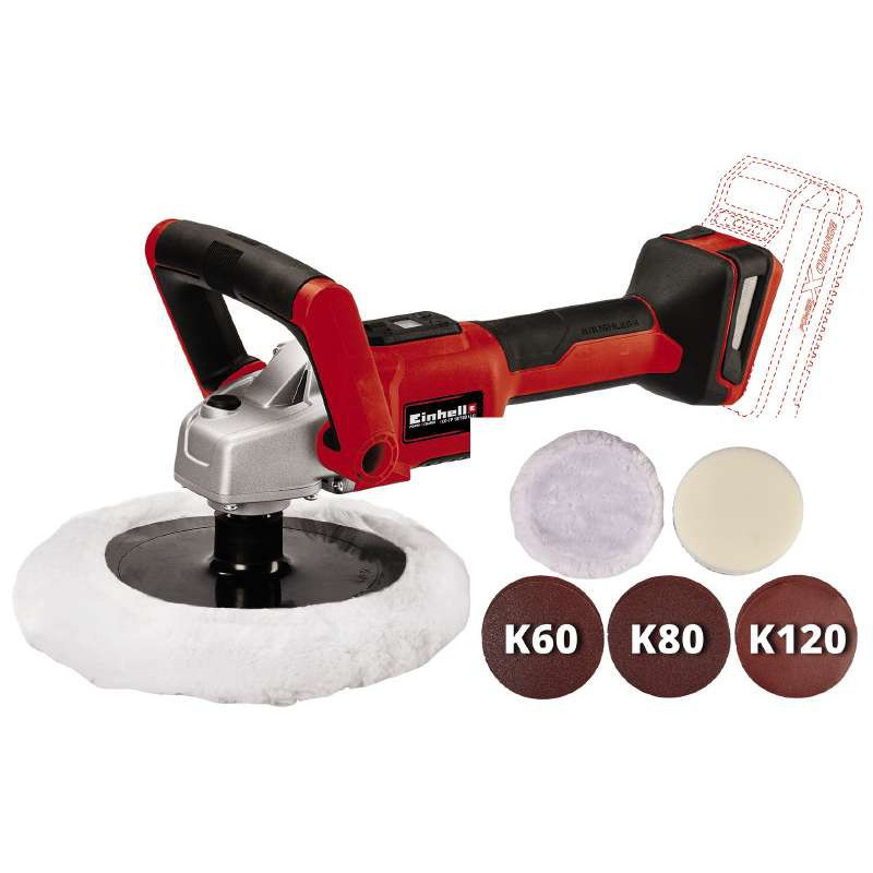 Einhell Шліфмашина полірувальна CE-CP 18/180 Li E - Solo, PXC акум, d180 мм, 18В (без АКБ і ЗП) (2093320)