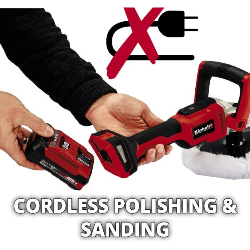 Einhell Шліфмашина полірувальна CE-CP 18/180 Li E - Solo, PXC акум, d180 мм, 18В (без АКБ і ЗП) (2093320)