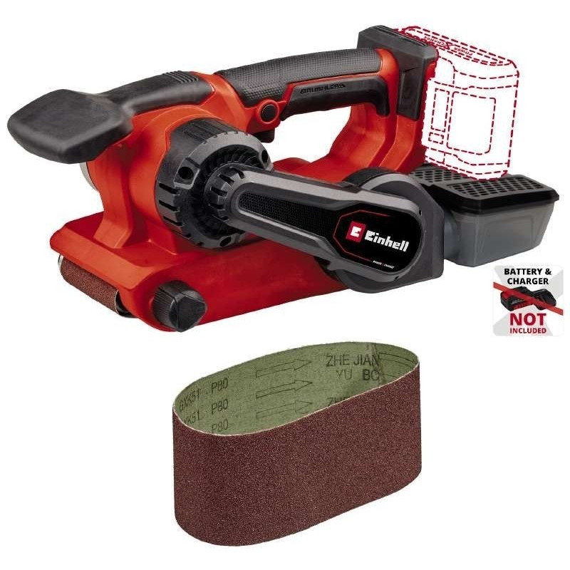 Einhell Шліфмашина стрічкова акумуляторна TP-BS 18/457LI BL - Solo, PXC, 18В, 120-250м•хв, стрічка 457х75мм, безщіткова, 2.58кг, без АКБ і ЗП (4466270)