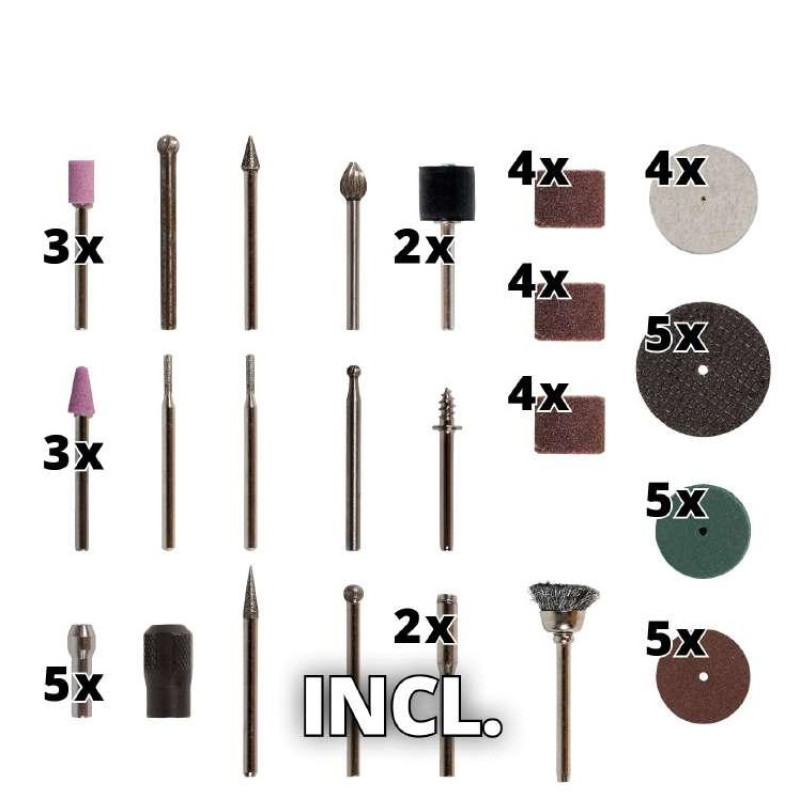 Einhell Шліфмашина шліфувально-гравірувальна акумуляторна TE-MT 7.2LI 7.2В 5500-26000об·хв 51 насадка 1.2кг (4419330)