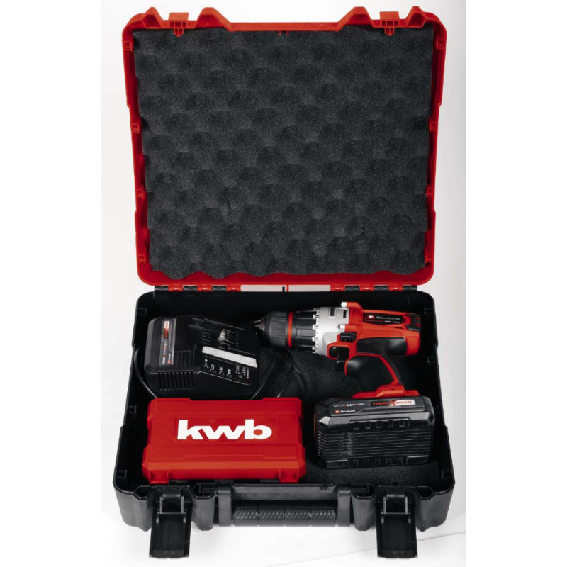 Einhell Акумуляторний дриль-шуруповерт TE-CD 18/2 Li, 1 акб 2,5 Ah, з/п, набір 39 свердл та біт (4514219)