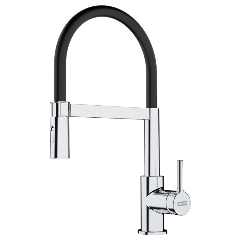 Franke Змішувач для кухні Lina, довж.виливу - 215мм, гнучкий, 1важіль, хром-чорний (1150626085)
