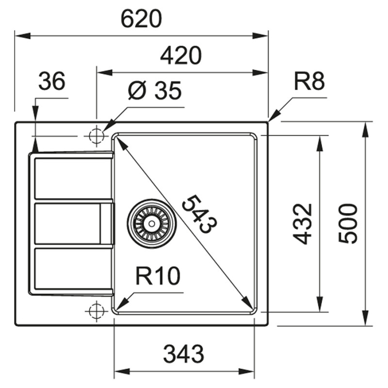 Franke Кухонна мийка Sirius 2.0 S2D 611-62/143.0627.383/тектонайт/620х500х200/врізна/сірий (1430627383)