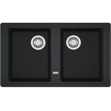Franke Мийка кухонна Basis, фраграніт, прямокутник, без крила, 860х500х200мм, чаша - 2, накладна, BFG 620, онікс (1140363940)