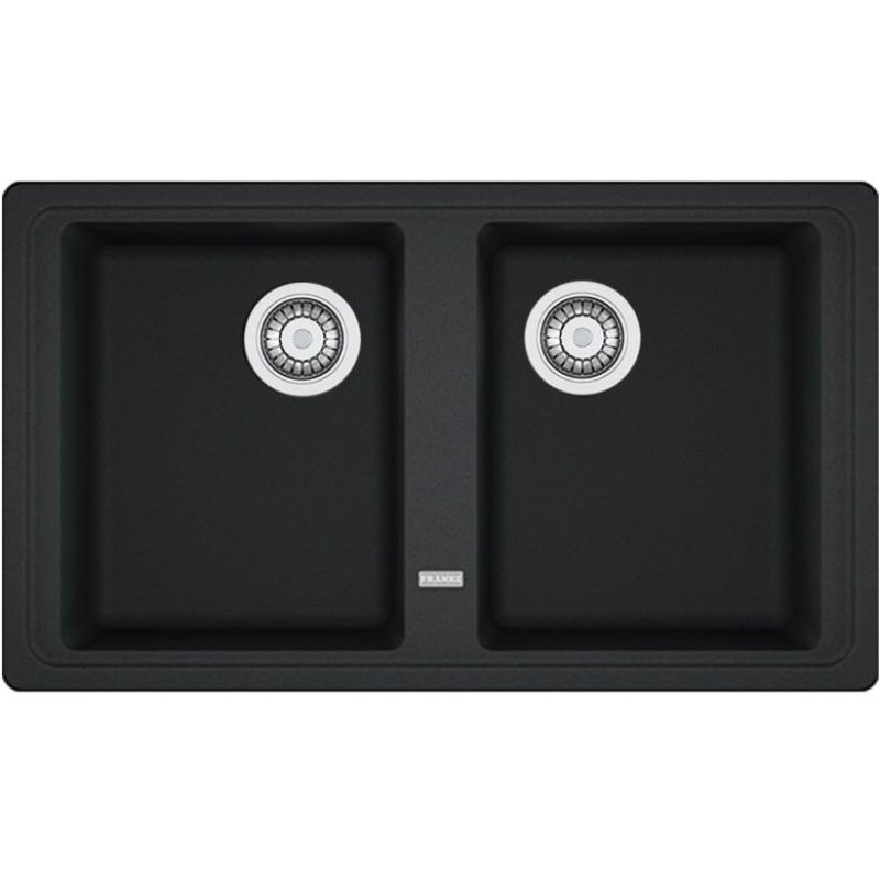 Franke Мийка кухонна Basis, фраграніт, прямокутник, без крила, 860х500х200мм, чаша - 2, накладна, BFG 620, онікс (1140363940)