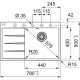 Franke Мийка кухонна Centro, фраграніт, прямокутник, з крилом, 780х500х200мм, чаша - 1, врізна, CNG 611-78 TL , сірий камінь (1140630469)