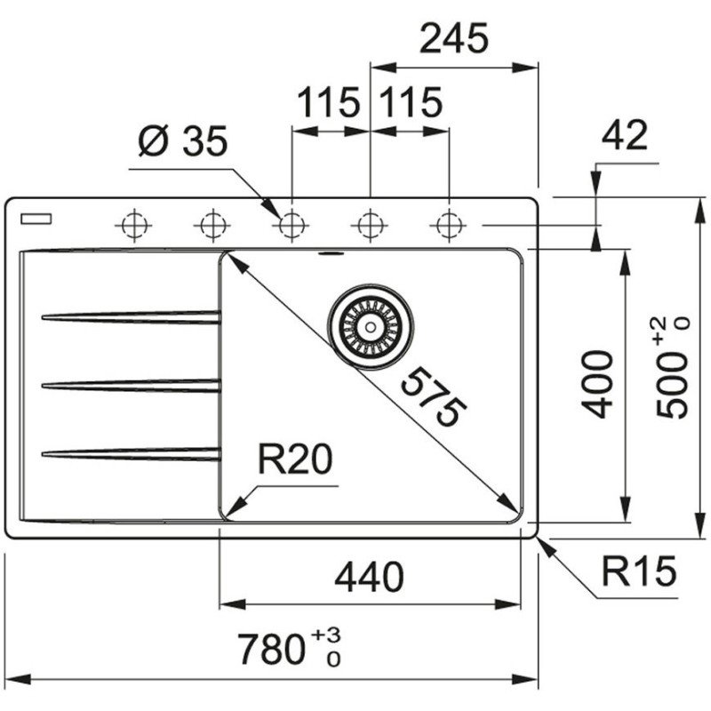 Franke Мийка кухонна Centro, фраграніт, онікс (1140630471)