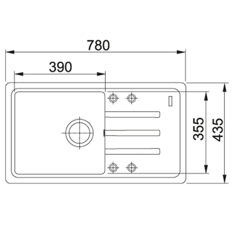 Franke Мийка кухонна Malta, фраграніт, прямокутник, з крилом, 780х435х200мм, чаша - 1, накладна, BSG 611-78, онікс (1140375041)