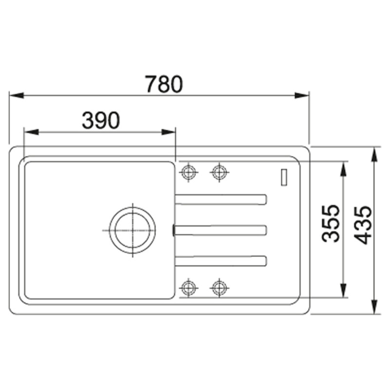 Franke Мийка кухонна Malta, фраграніт, прямокутник, з крилом, 780х435х200мм, чаша - 1, накладна, BSG 611-78, сірий камінь (1140575041)
