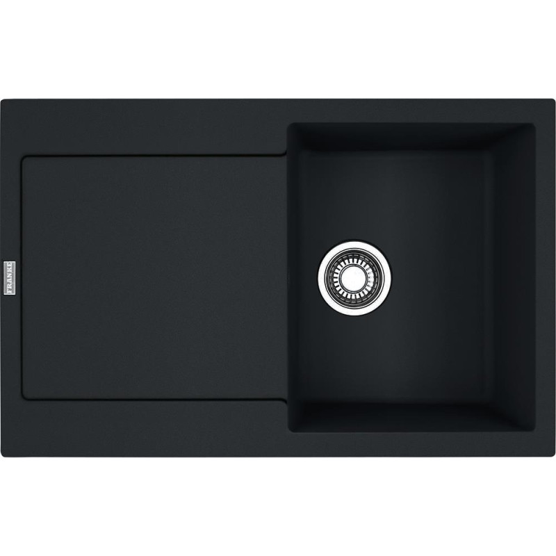 Franke Мийка кухонна Maris, фраграніт, прямокутник, з крилом, 780х500х200мм, чаша - 1, врізна, MRG 611, чорний матовий (1140631439)