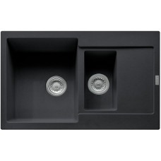 Franke Мийка кухонна Maris, фраграніт, прямокутник, з крилом, 780х500х200мм, чаша - 2, накладна, MRG 651-78, онікс (1140381015)