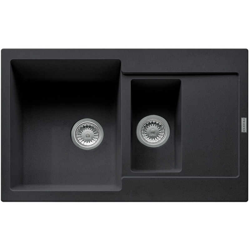 Franke Мийка кухонна Maris, фраграніт, прямокутник, з крилом, 780х500х200мм, чаша - 2, накладна, MRG 651-78, онікс (1140381015)
