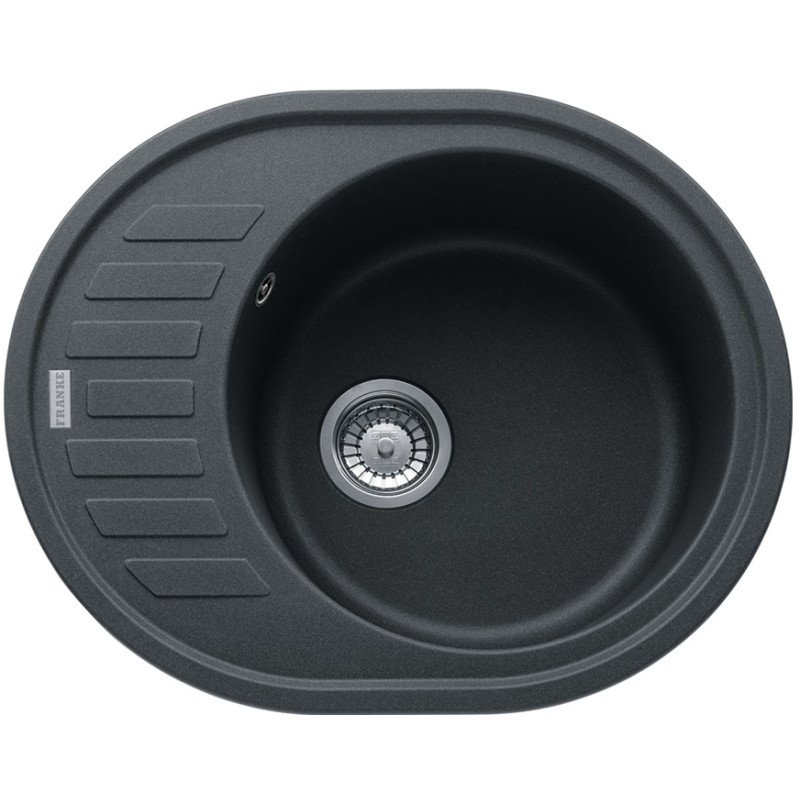 Franke Мийка кухонна Ronda, фраграніт, овал, з крилом, 620х500х200мм, чаша - 1, накладна, ROG 611-62, онікс (1140381072)