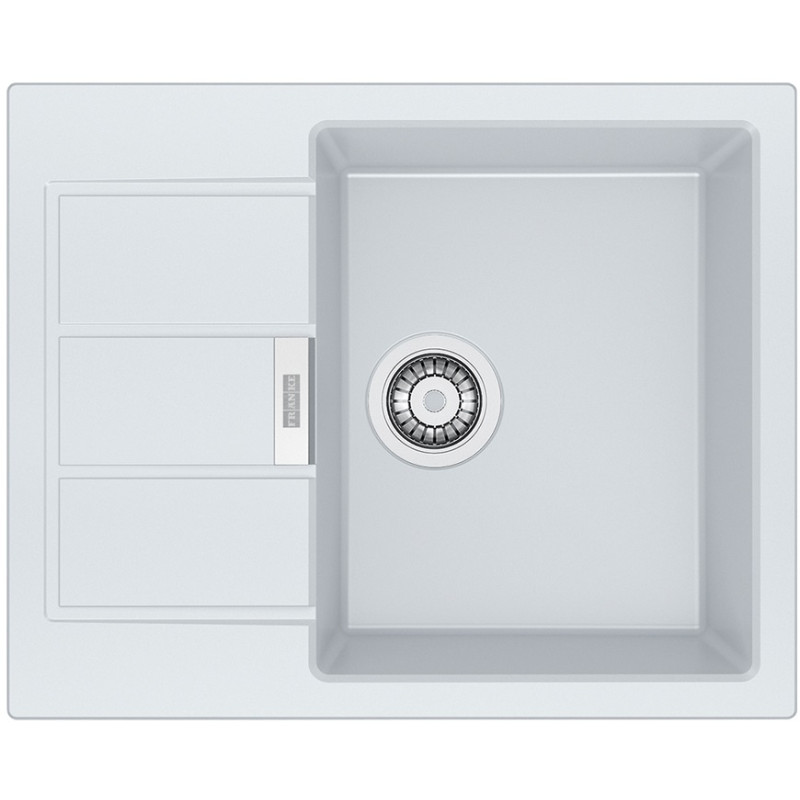 Franke Мийка кухонна Sirius, тектонайт, прямокутник, з крилом, 620х500х200мм, чаша - 1, накладна, S2D 611-62, білий (1430627382)