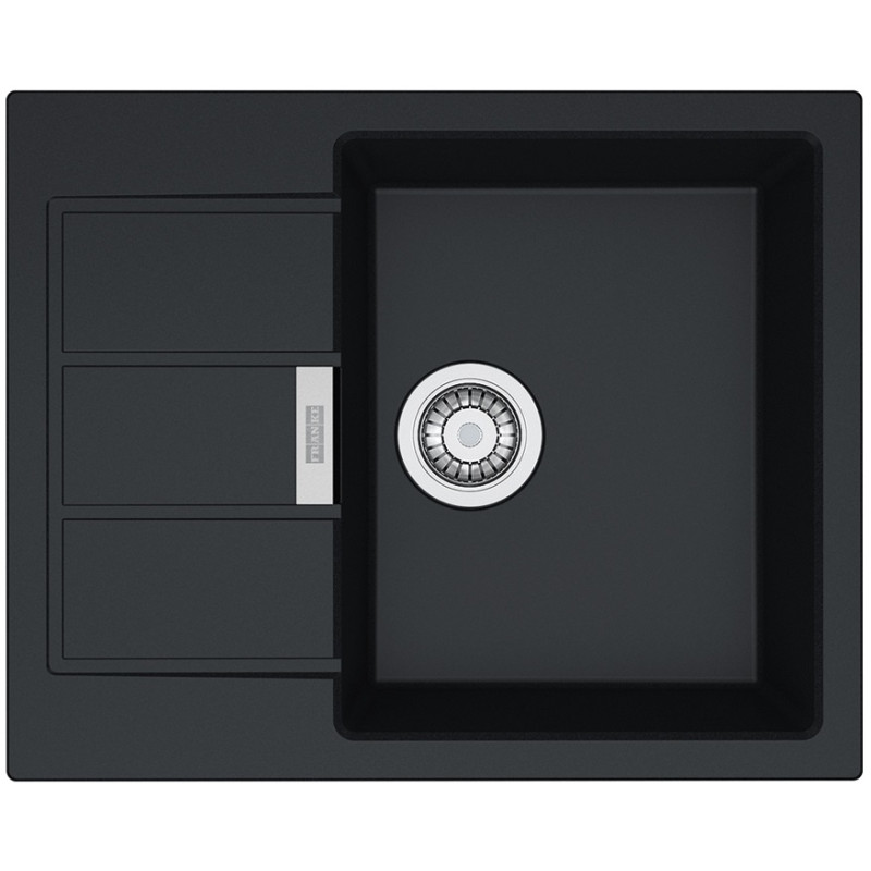 Franke Мийка кухонна Sirius, тектонайт, прямокутник, з крилом, 620х500х200мм, чаша - 1, накладна, SD2 611-62, чорний (1430627288)