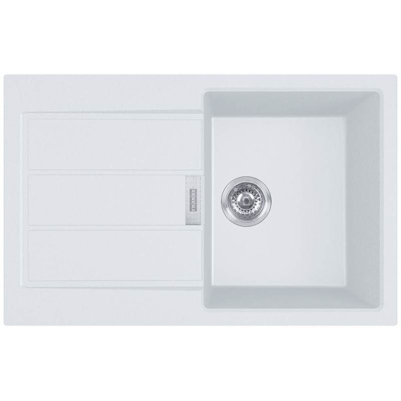 Franke Мийка кухонна Sirius, тектонайт, прямокутник, з крилом, 780х500х200мм, чаша - 1, накладна, 2 S2D 611-78 , білий (1430621332)
