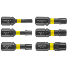 Graphite Біти, набір 6шт, 1/4", ударні, TX, 25мм, сталь S2 (56H541)