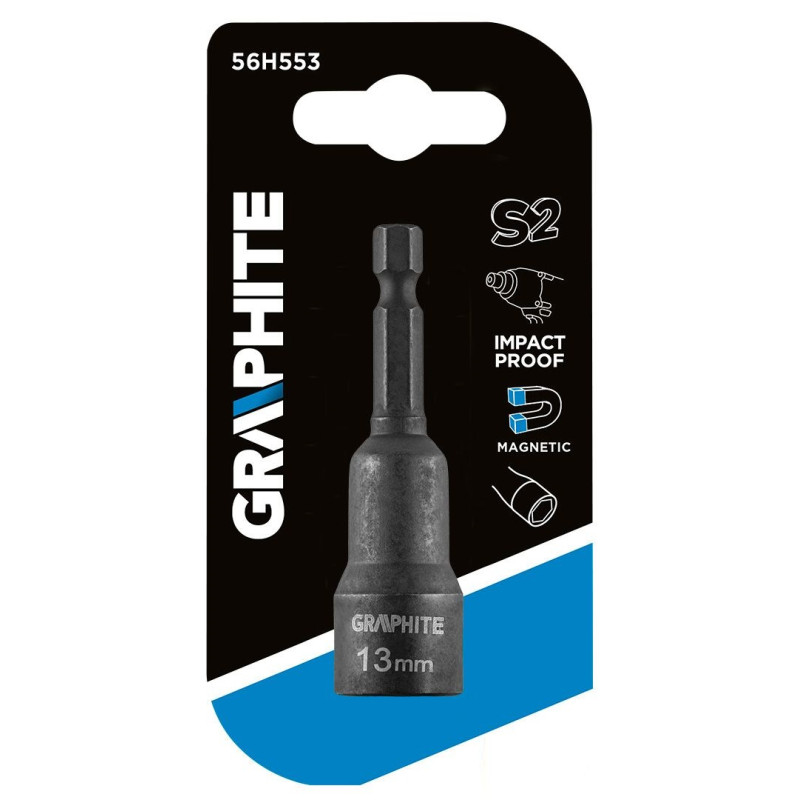 Graphite Головка торцева, ударна з магнітом, 1/4", 13х65мм, сталь S2 (56H553)