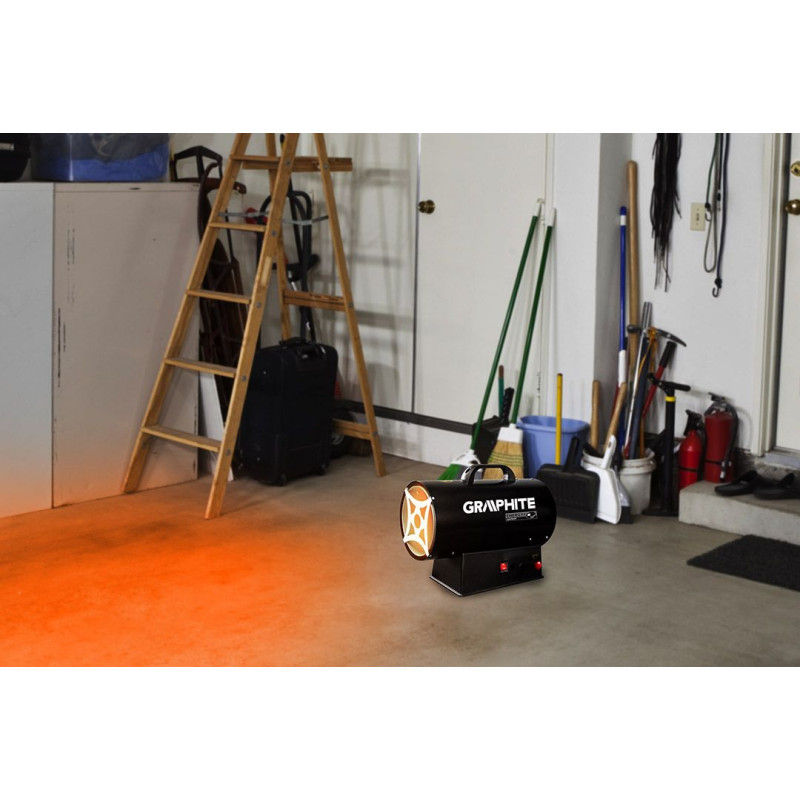 Graphite Теплова гармата газова, акумуляторна 18В, 15кВт, 120м кв, 320м куб/год, чорний, IP24 (58GE100)