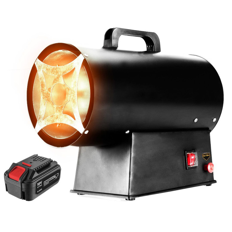 Graphite Теплова гармата газова, акумуляторна 18В, 15кВт, 120м кв, 320м куб/год, чорний, IP24 (58GE100)