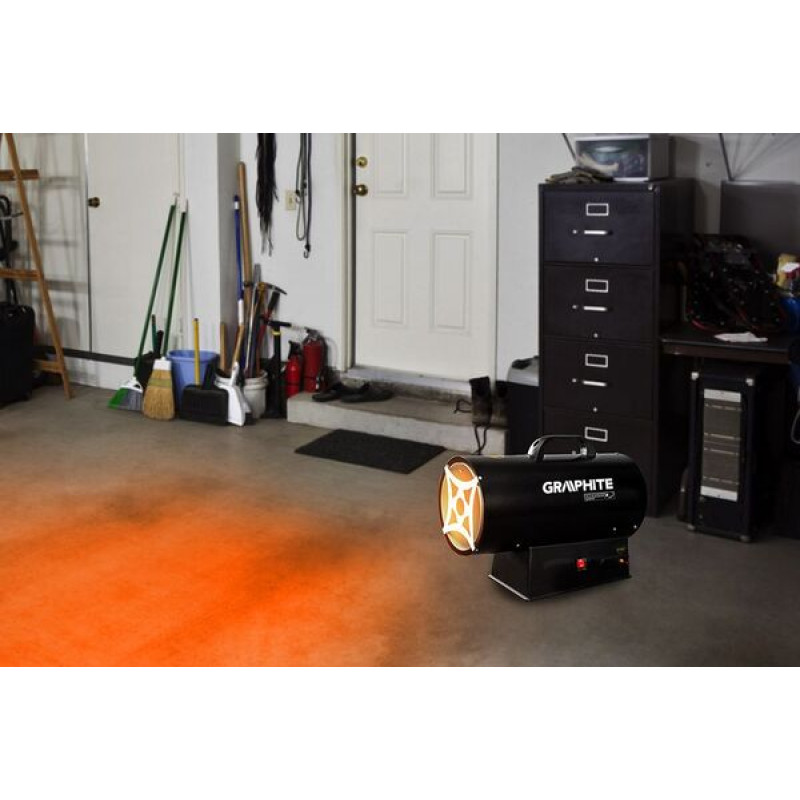 Graphite Теплова гармата газова, акумуляторна 18В, 30кВт, 200м кв, 500м куб/год, IP24, чорний (58GE101)