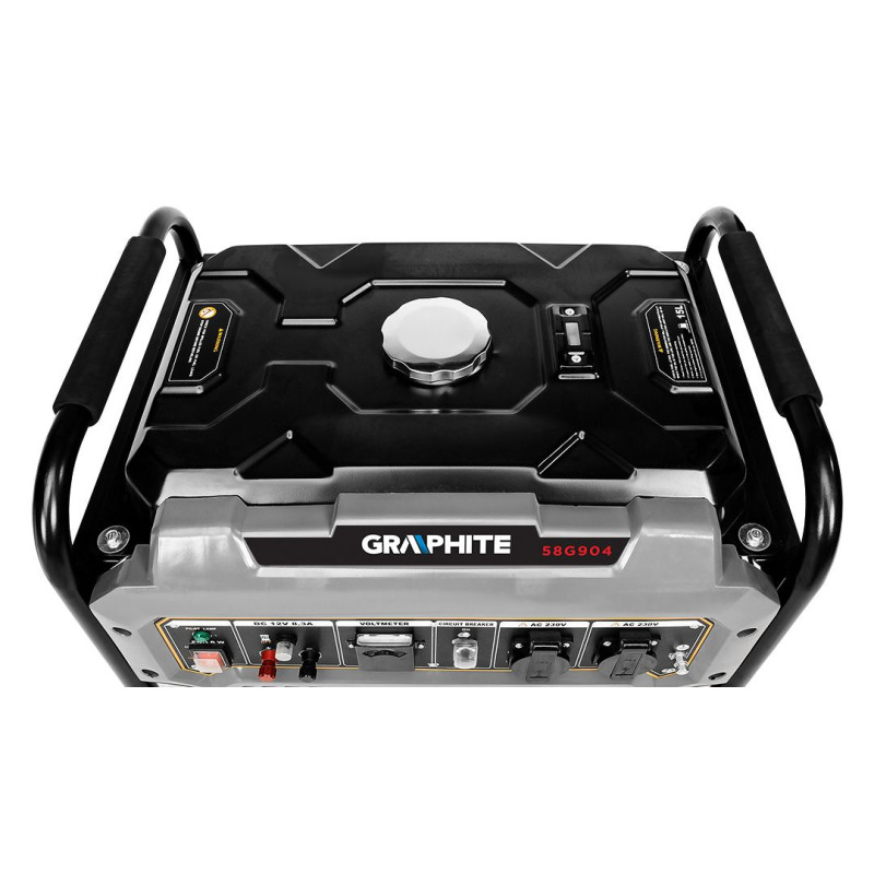 Graphite Генератор бензиновий 230В (1 фаза), 2/2.2кВт, ручний старт, AVR, 40кг (58G904)