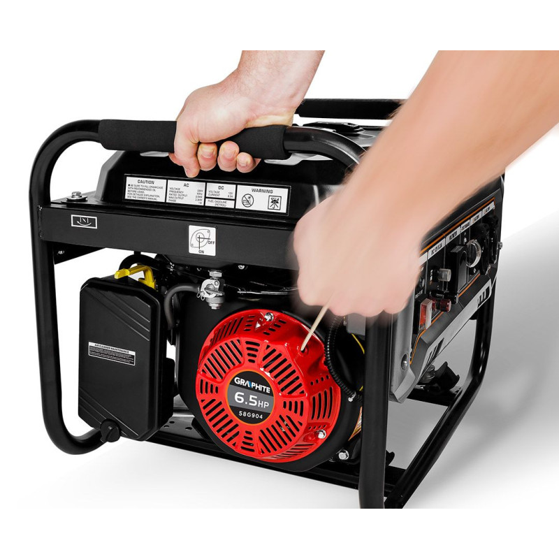 Graphite Генератор бензиновий 230В (1 фаза), 2/2.2кВт, ручний старт, AVR, 40кг (58G904)