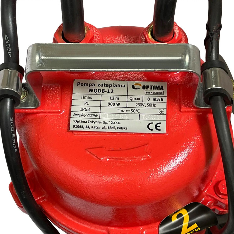 OPTIMA Насос фекальний WQD 8-12, 8000 л/год, вис. 12м, глиб. 5м, кабель 12м, 0.9кВт, 230В (9608)