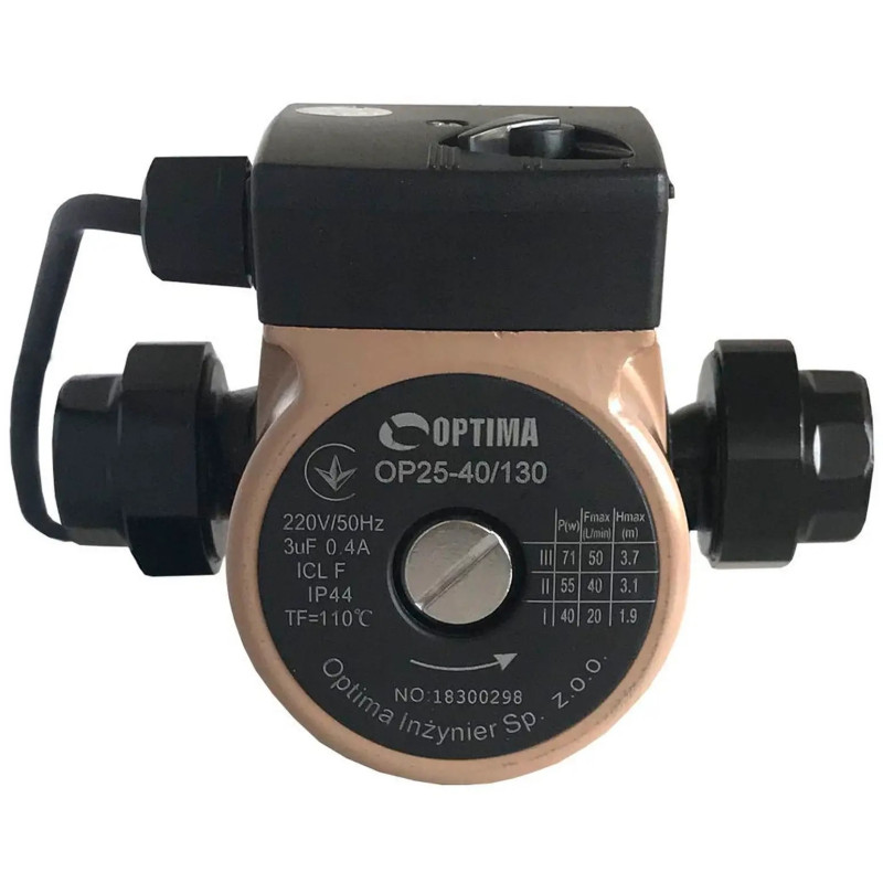 OPTIMA Насос циркуляційний OP25-40-130, G 1 1/4", 10 бар, 130мм, 71Вт, 230В (8365)