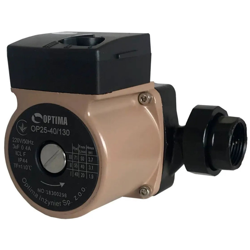 OPTIMA Насос циркуляційний OP25-40-130, G 1 1/4", 10 бар, 130мм, 71Вт, 230В (8365)