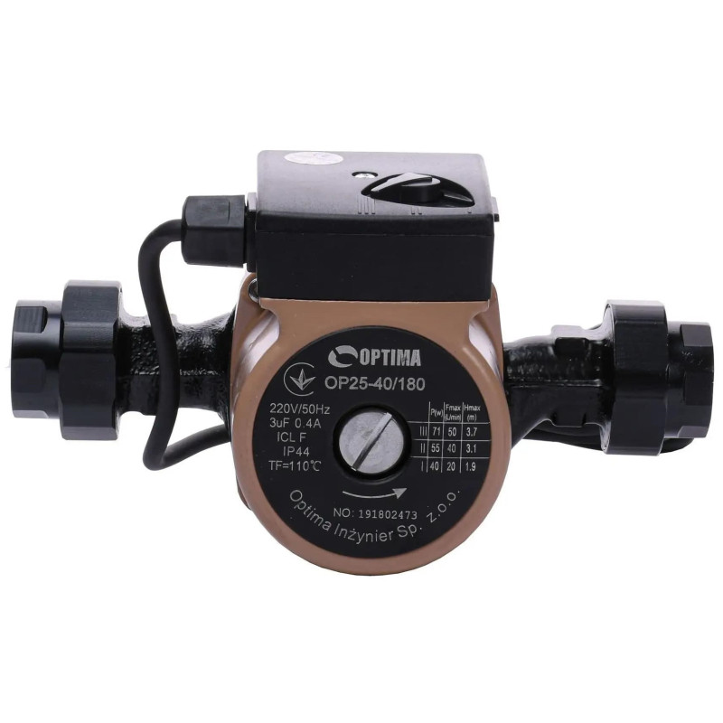 OPTIMA Насос циркуляційний OP25-40-180, G 1 1/4", 10 бар, 180мм, 71Вт, 230В (8120)