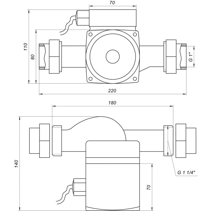 OPTIMA Насос циркуляційний OP25-40-180, G 1 1/4", 10 бар, 180мм, 71Вт, 230В (8120)