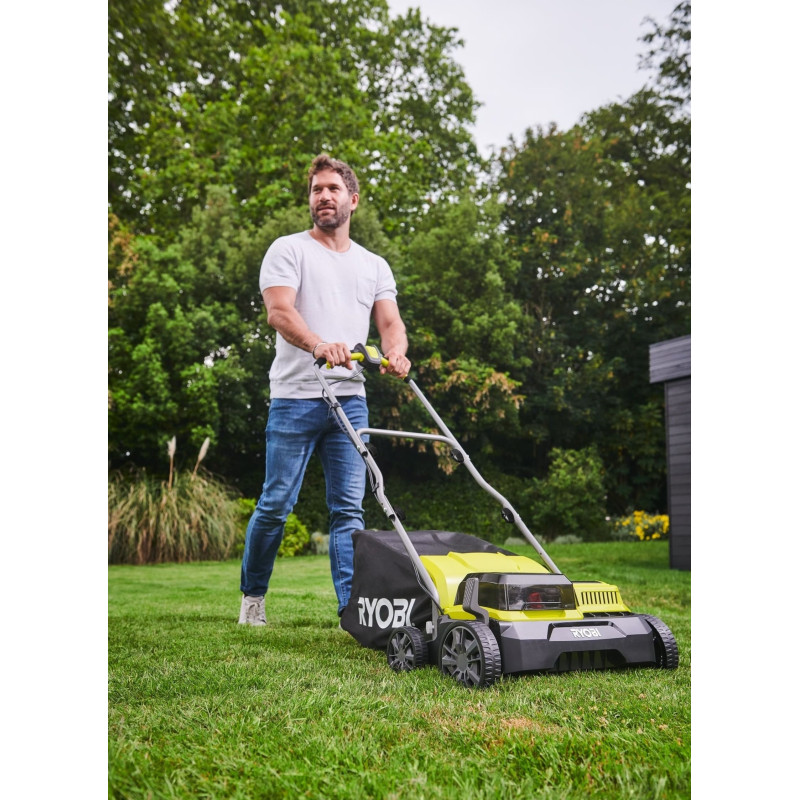 Ryobi Аератор-скарифікатор акумуляторний ONE+ RY18SFX35A-240 18В акб 2х4А·год 35см 55л 10кг (5133004549)