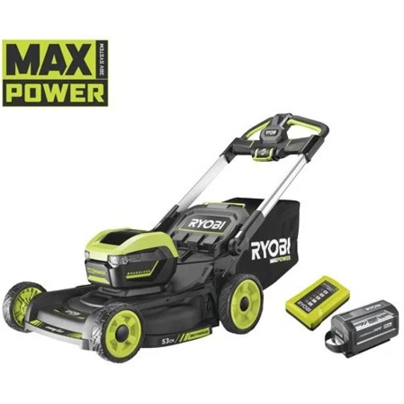Ryobi Газонокосарка акумуляторна RY36LMXSP53A-160 самохідна MAX POWER 36В акб 1х6А·год дека 53см 70л 20-100мм 3в1 LED-фари до 3200м.кв (5133005802)