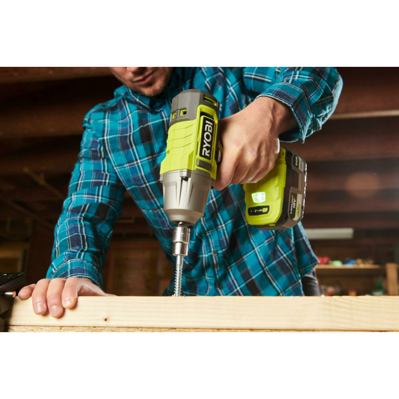 Гайковерт ударний акумуляторний Ryobi ONE+ RIW18-1C20SA3 18В АКБ 1х2А·год 2600об·хв 800Нм 1/2" 3 швидкості 1.7кг сумка (5133005664)