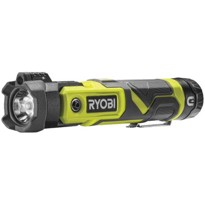 Ryobi Ліхтар ручний акумуляторний USB Lithium RLP4-120G, 4В, 2А·год, 640лм, 3 функції освітлення, поворотна головка, магніт, 0.18кг (5133006131)