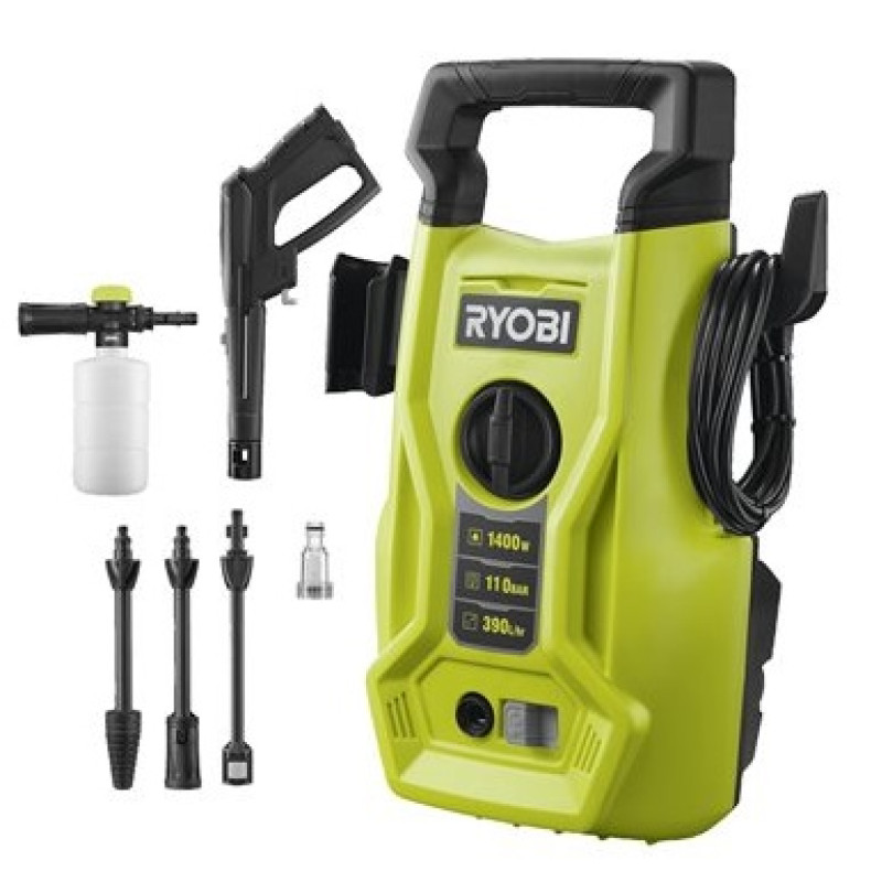 Ryobi Мінімийка високого тиску RY110PWA 1400Вт 110бар 390л/год шланг 5м 5.6кг (5133005365)