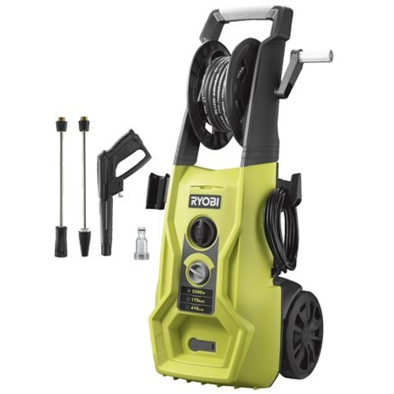 Ryobi Мінімийка високого тиску RY170PWA 2500Вт 170бар 470л/год шланг 10м 24кг (5133005373)