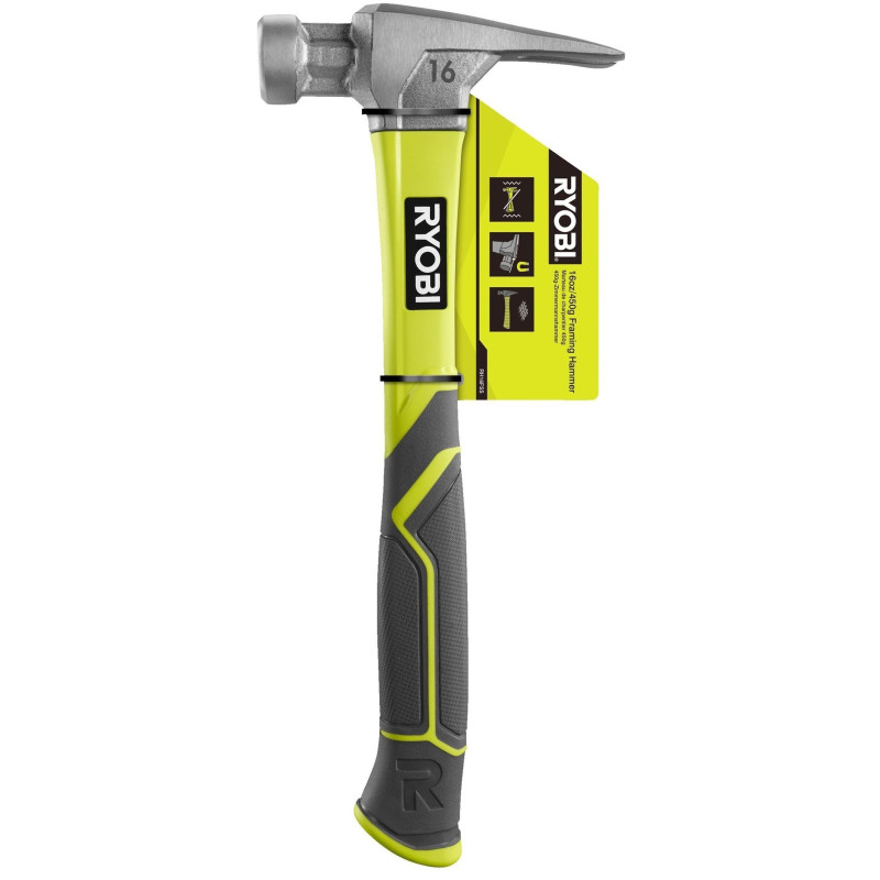 Ryobi Молоток столярний RH16FSS 450г магнітний утримувач руків'я скловолокно (5132005333)