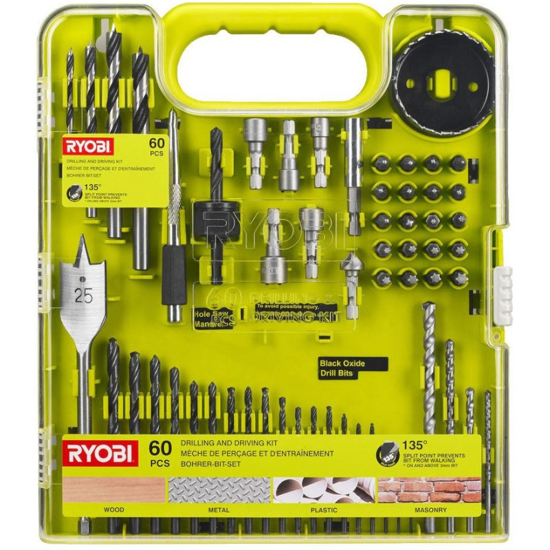 Набір біт і свердел Ryobi RAKDD60 60шт кейс (5132004664)