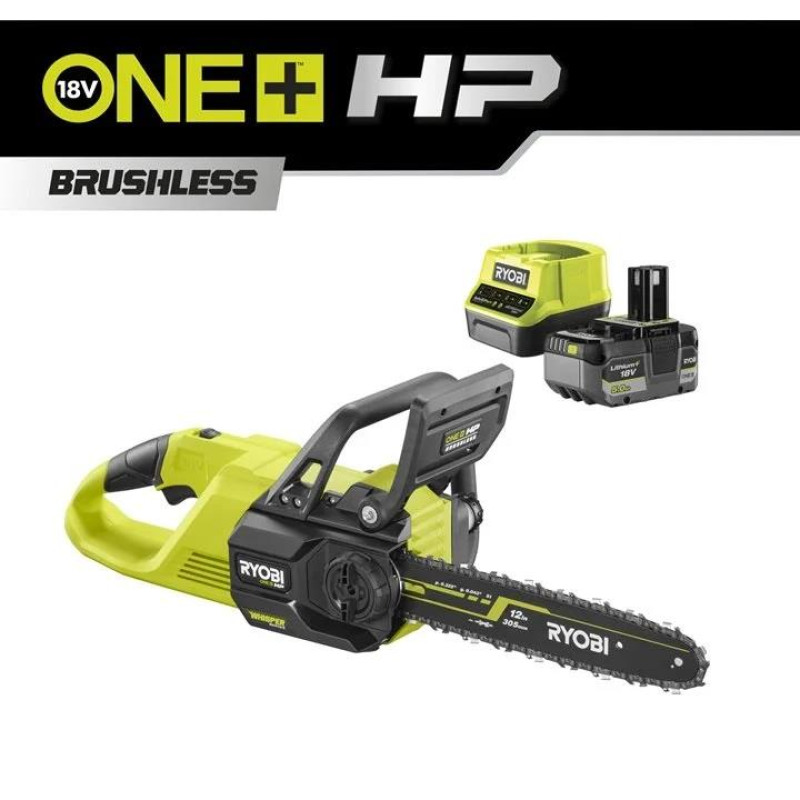 Ryobi Пила ланцюгова акумуляторна ONE+ HP RY18CSX30A-150 18B 1х5А·год ЗП шина 30см безщіткова 13.2м/с 3.2кг (5133005466)