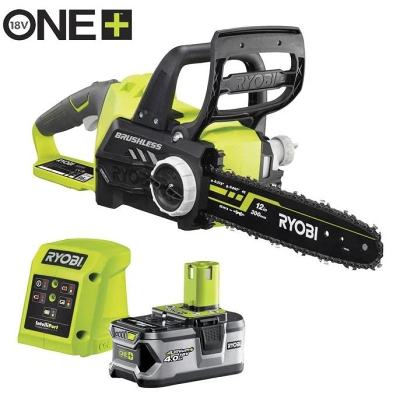 Ryobi Пила ланцюгова акумуляторна RCS1830-140B, ONE+ 18В, шина 30 см, АКБ 4.0Ач+ЗП безщіткова (5133005547)