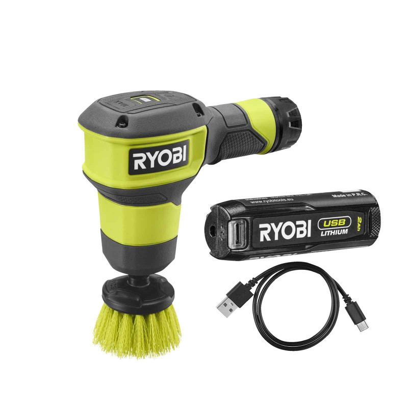 Ryobi Щітка RSCR4-120G акумуляторна 4В USB Lithium, акб 1х2Аг, d 5см, 300об/хв, IPX7, 0.55кг (5133006183)