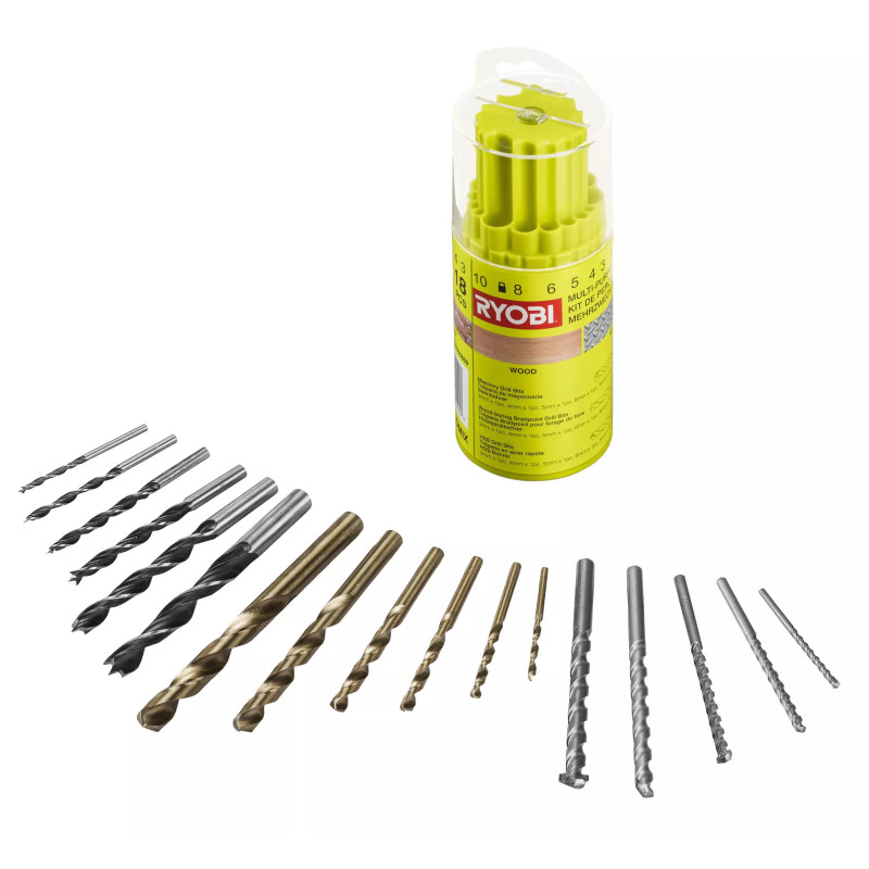 Ryobi Набір свердел RAK18DмIX, 18шт (5132004669)