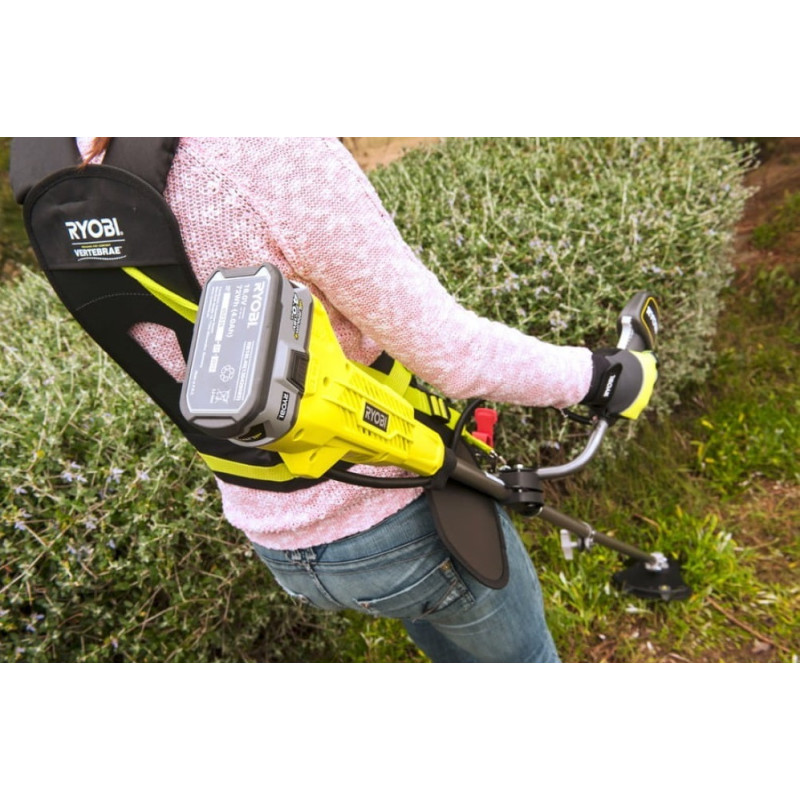 Ryobi Тример садовий акумуляторний RBC18X20B4F ONE+ 18В акб 1х4А·год 20см ніж/ліска 30см велосипедна рукоять ремені Vertebrae 4.7кг (5133003713)